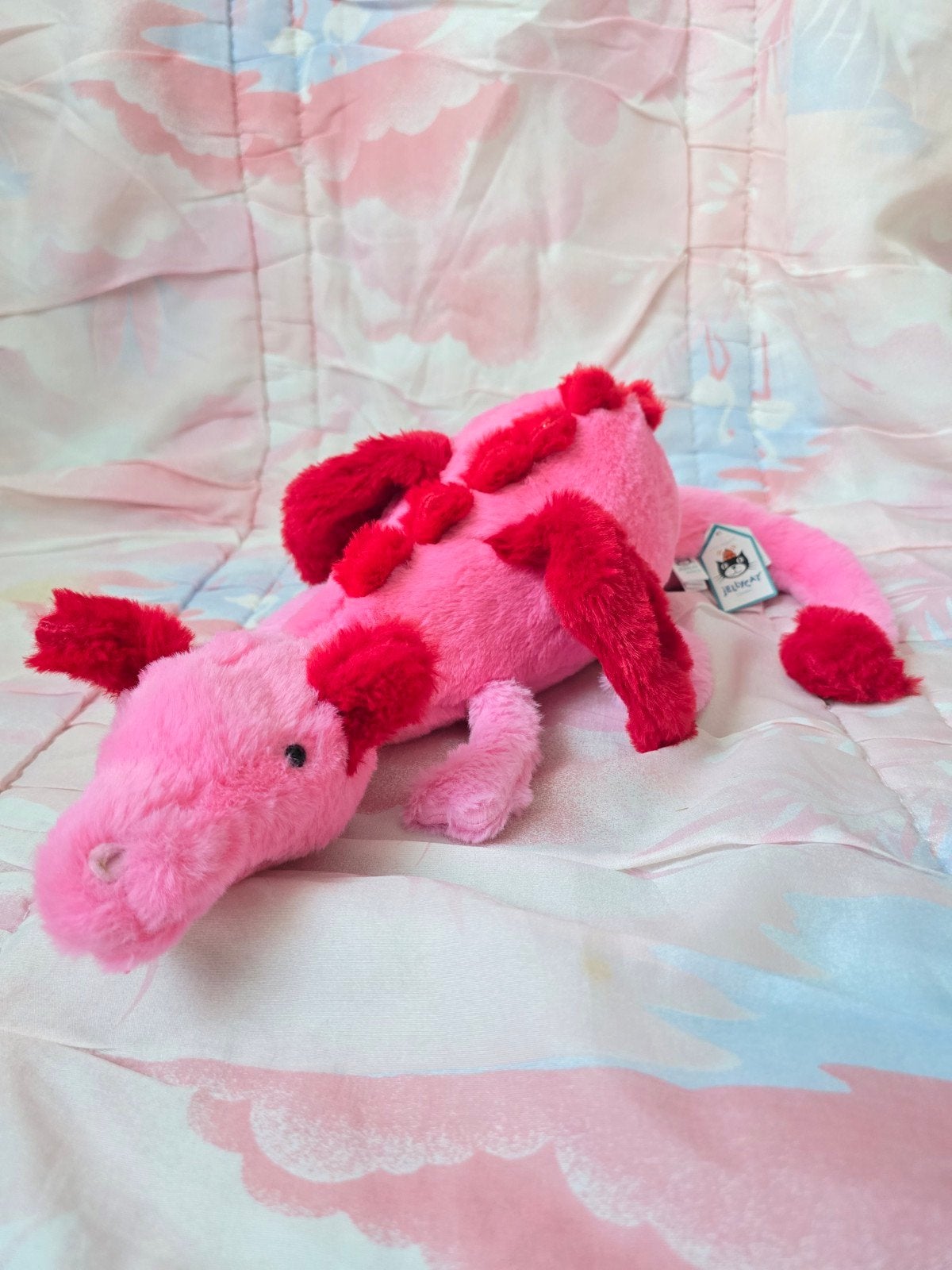 Doudou Jellycat London Heart Dragon Malachy Pink Dragon, Verzenden, Nieuw, Jellycat, Roze