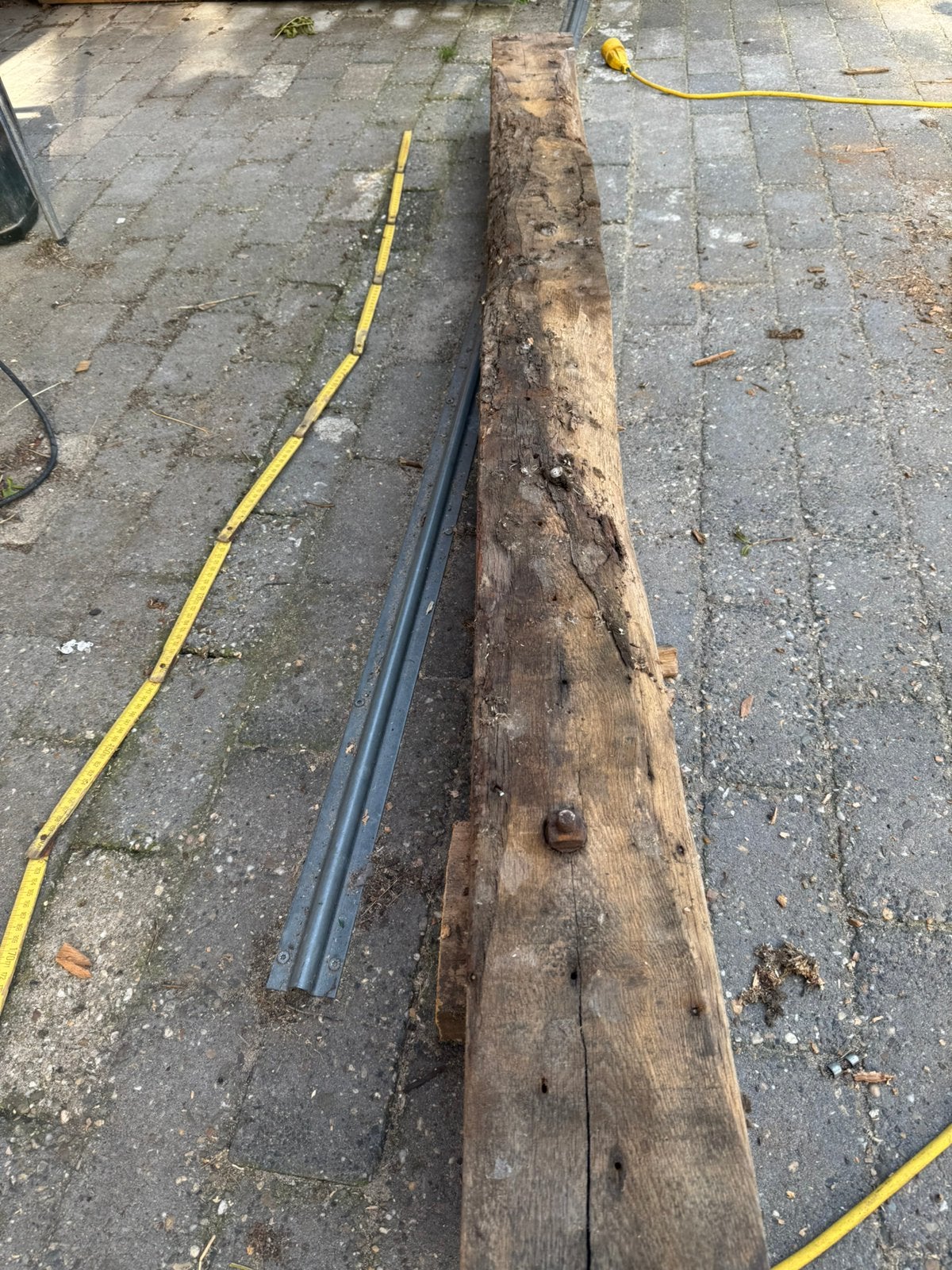 Eiken balk, Ophalen, Gebruikt, Hardhout, 180 tot 250 cm
