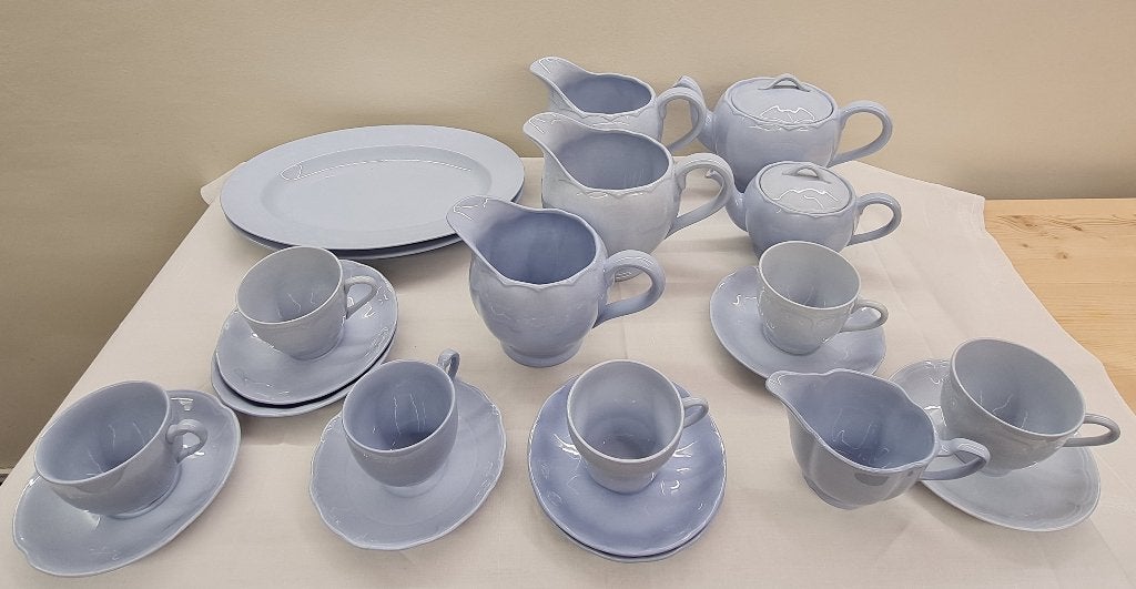 20 pièces vaisselle bleue British Petalware + 2 plats Regout, Enlèvement ou Envoi