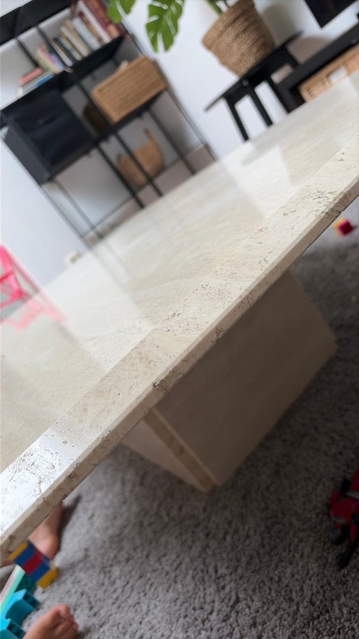 Travertin/marmer salontafel, Huis en Inrichting, Tafels | Salontafels, Ophalen, Zo goed als nieuw
