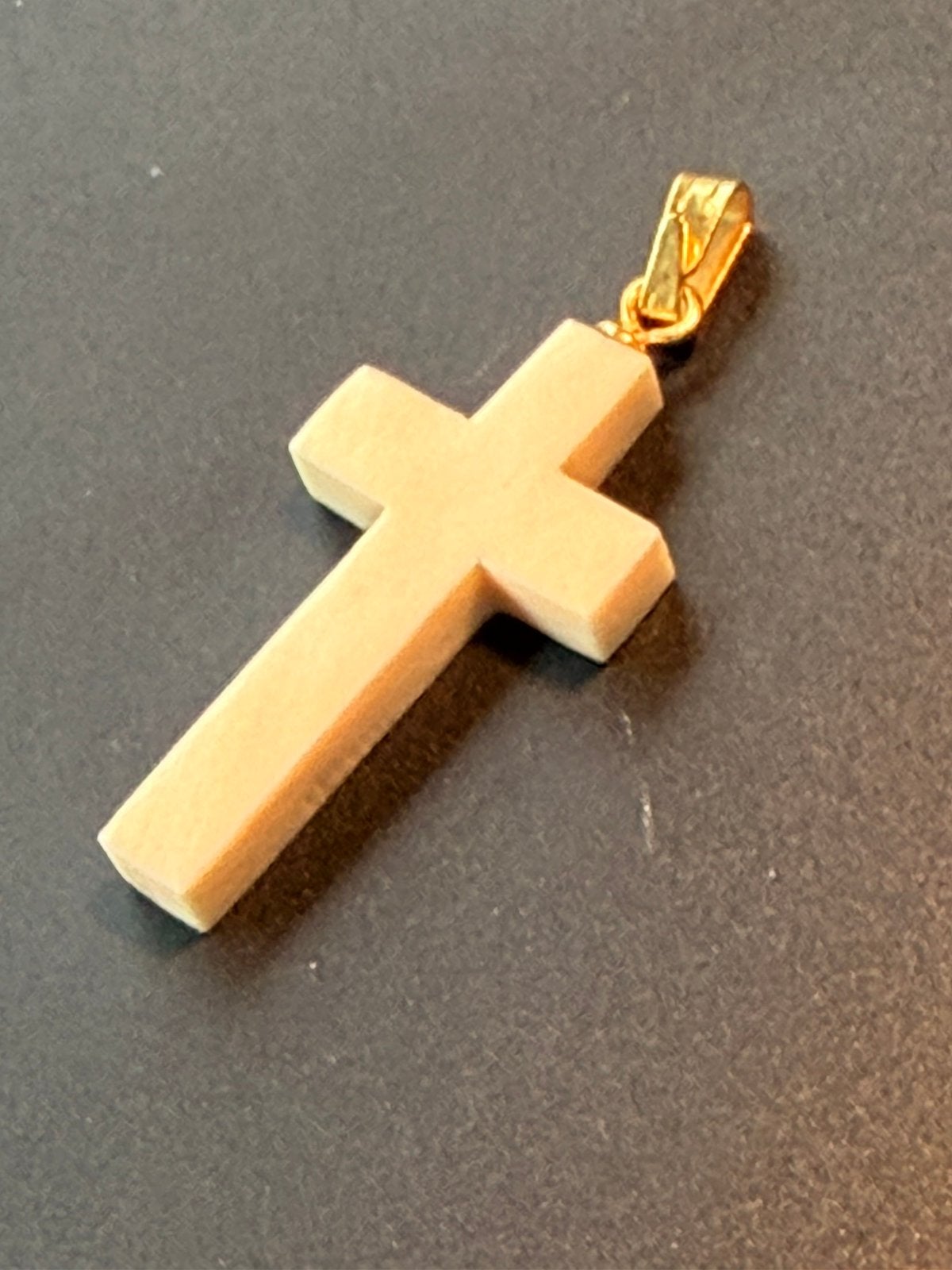 Vintage ‘70 minimalistische kruishanger, Overige materialen, Beige, Ophalen of Verzenden, Zo goed als nieuw