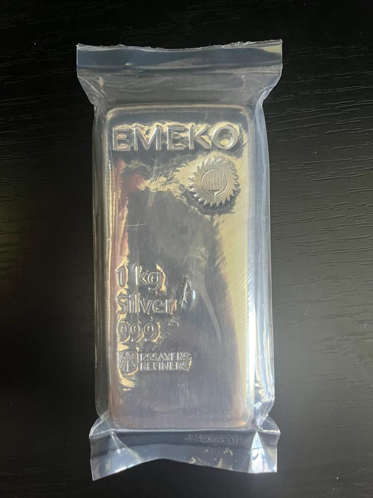 1 KG EMEKO Zilverbaar 999 – Fysiek Zilver / Edelmetaal, Postzegels en Munten, Edelmetalen en Baren, Ophalen of Verzenden, Zilver