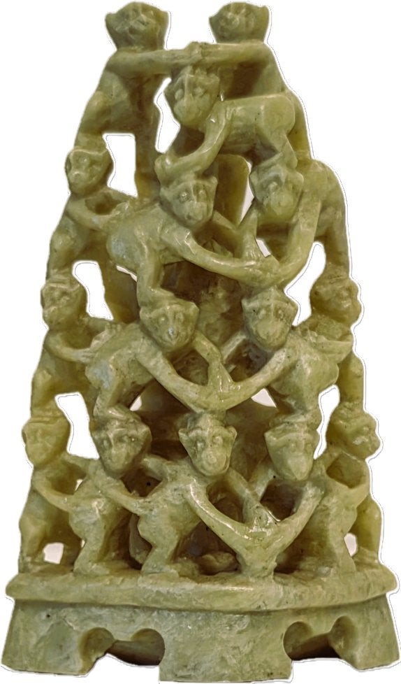 Soapstone handsnijwerk, Pyramide van Apen., Antiek en Kunst, China, Ophalen of Verzenden
