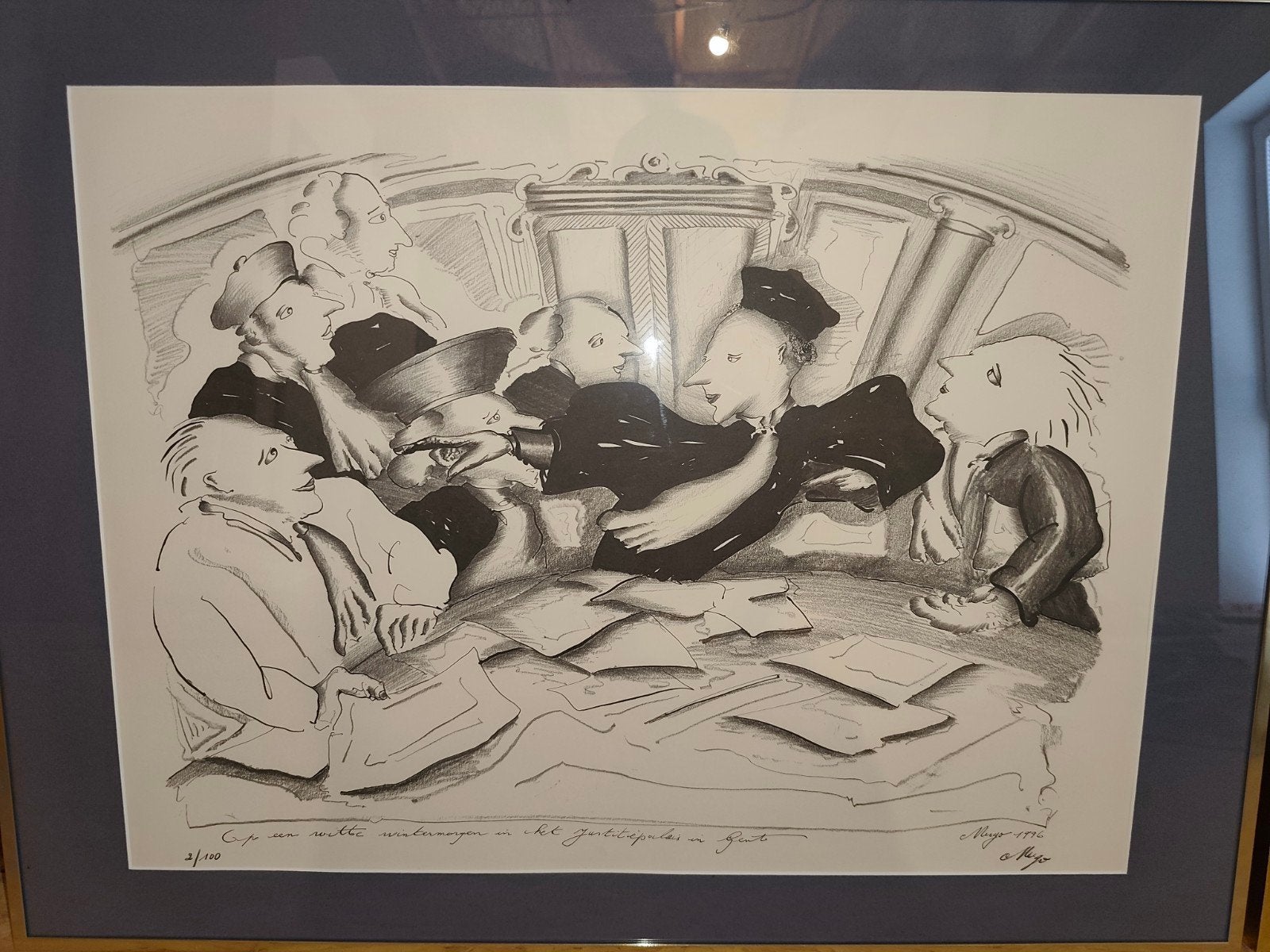 MUGO (Hugo Moeraert) - Diptyque de lithographies / Tweeluik, Ophalen, Lithografie, Achter glas