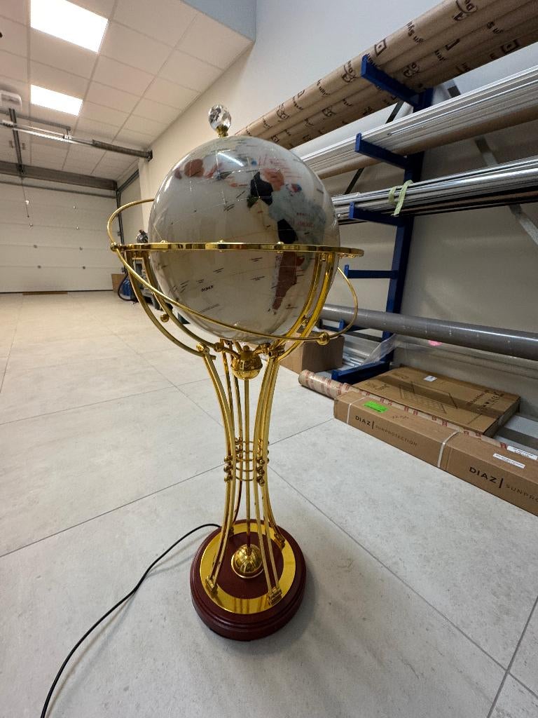 Luxe wereldbol met marmeren inleg en verlichting, Ophalen, Gebruikt