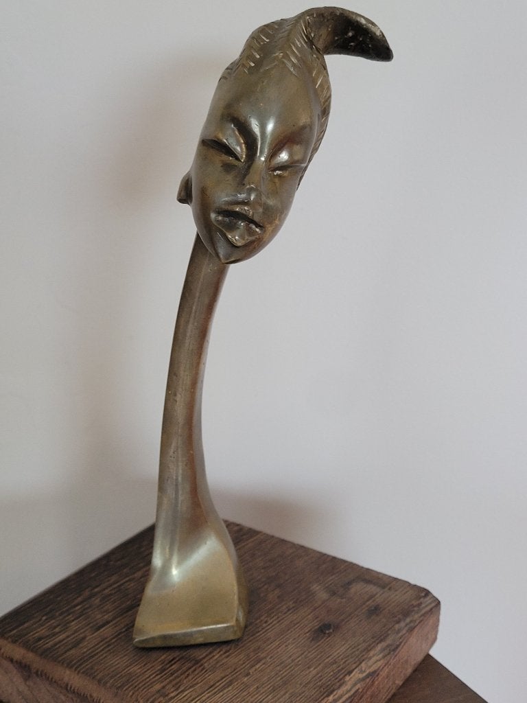 Afrikaans bronz beeld, Antiek en Kunst, Art deco, Buste, Ophalen of Verzenden, 20 - 50 cm