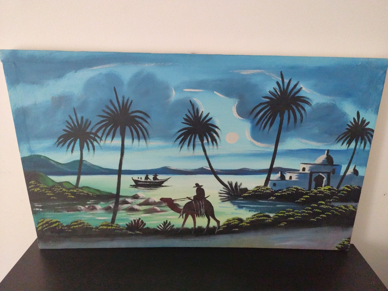 Tableau tunisien à l’huile fait main – décor oriental, Antiquités & Art, Antiquités | Accessoires de maison, Enlèvement ou Envoi