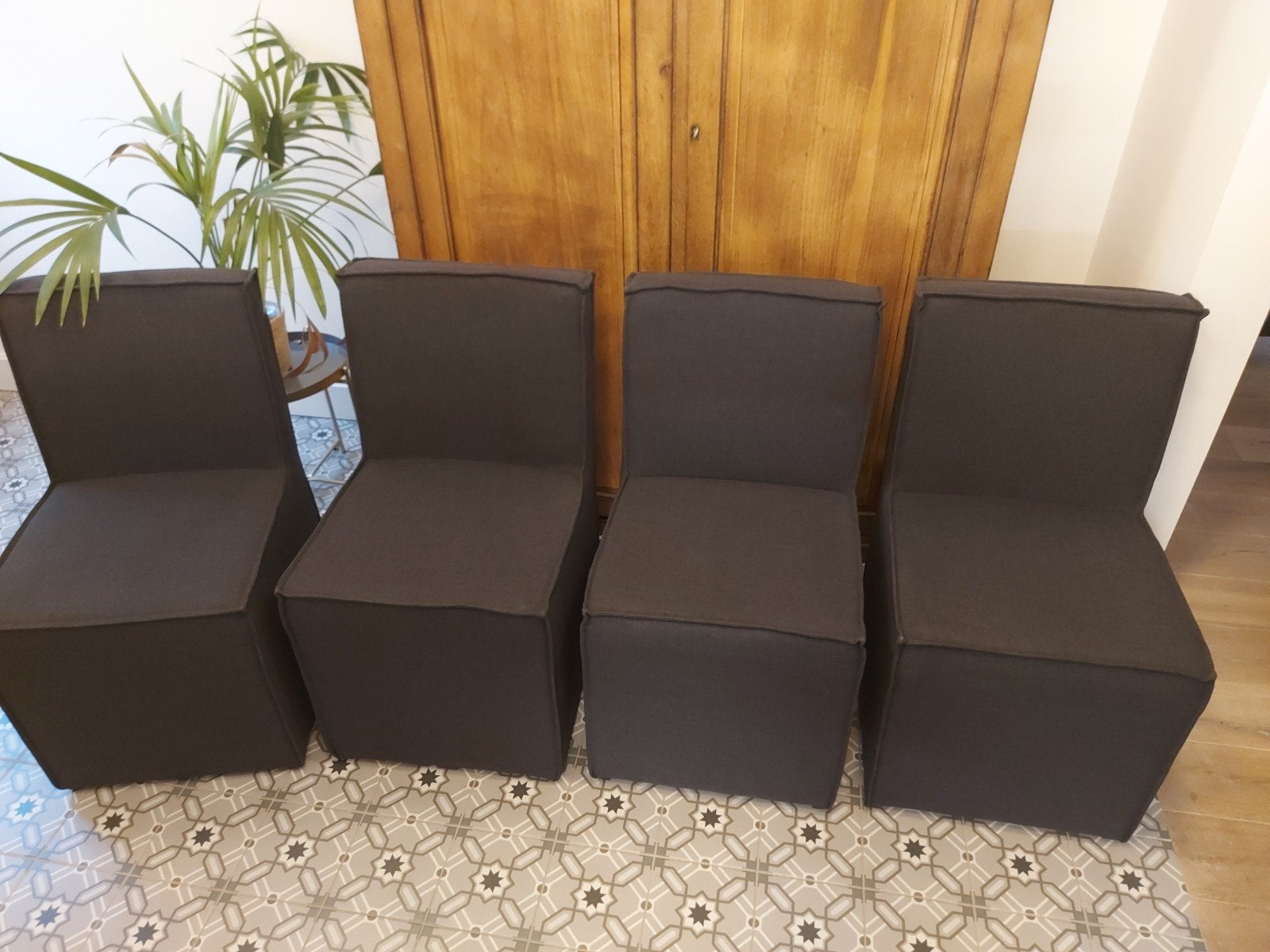6 Antraciete stoffen stoelen, Enlèvement, Tissus, Noir, Cinq, Six Chaises ou plus