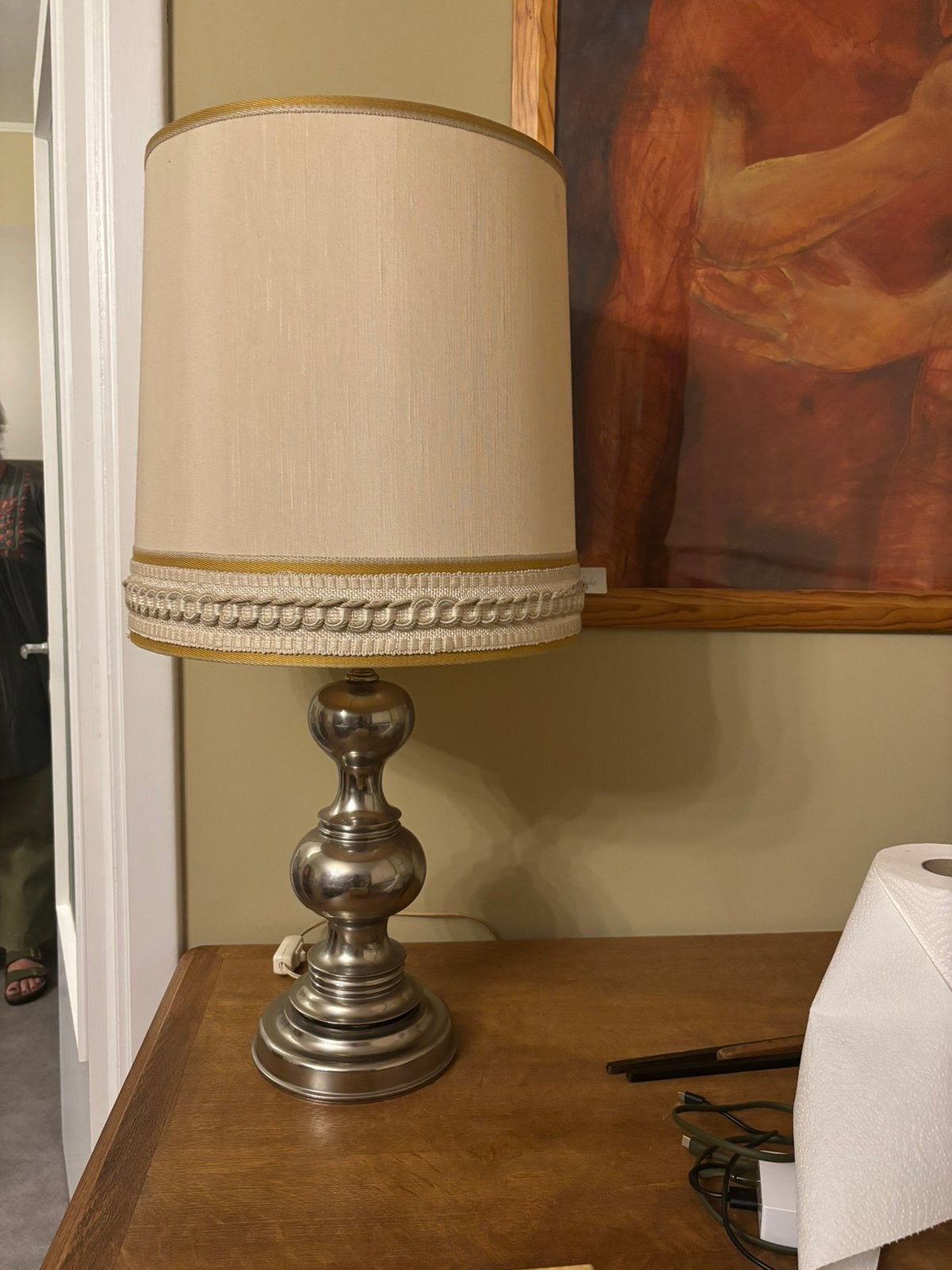 Vintage lamp met stevige voet, Ophalen of Verzenden, Zo goed als nieuw