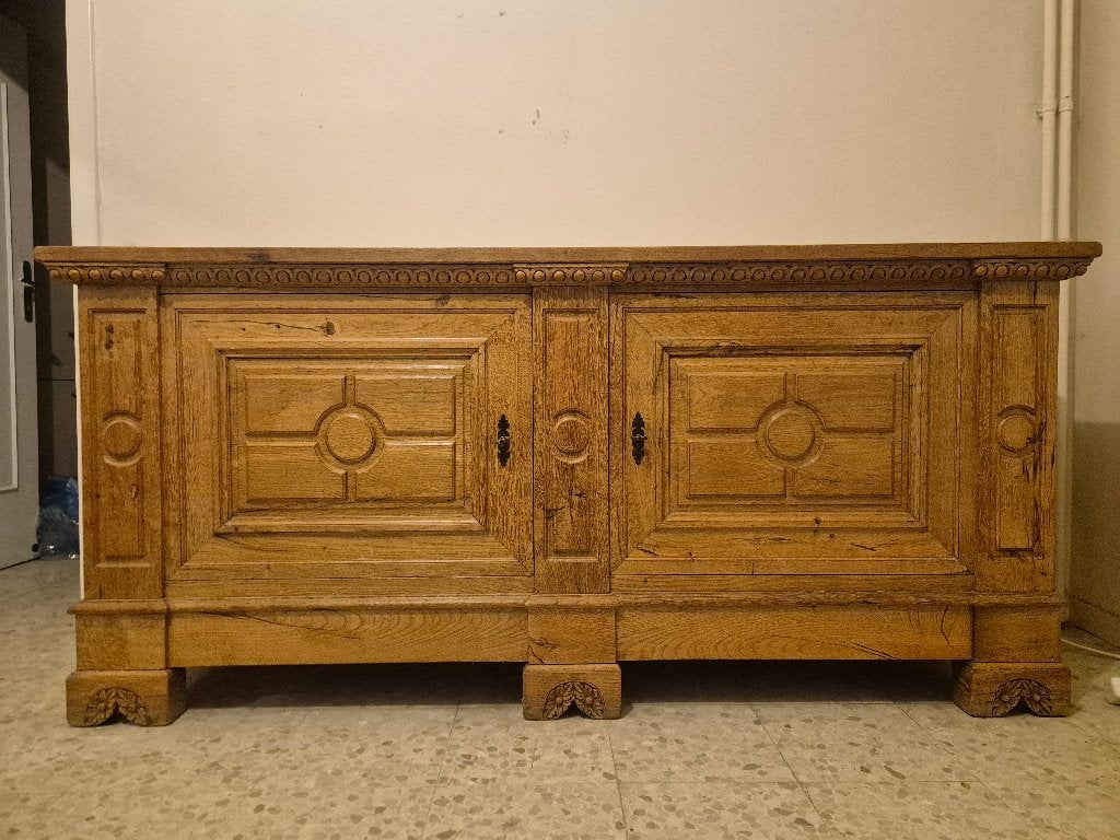 Grand buffet rustique vintage, Ophalen, 150 tot 200 cm, Eikenhout, Zo goed als nieuw