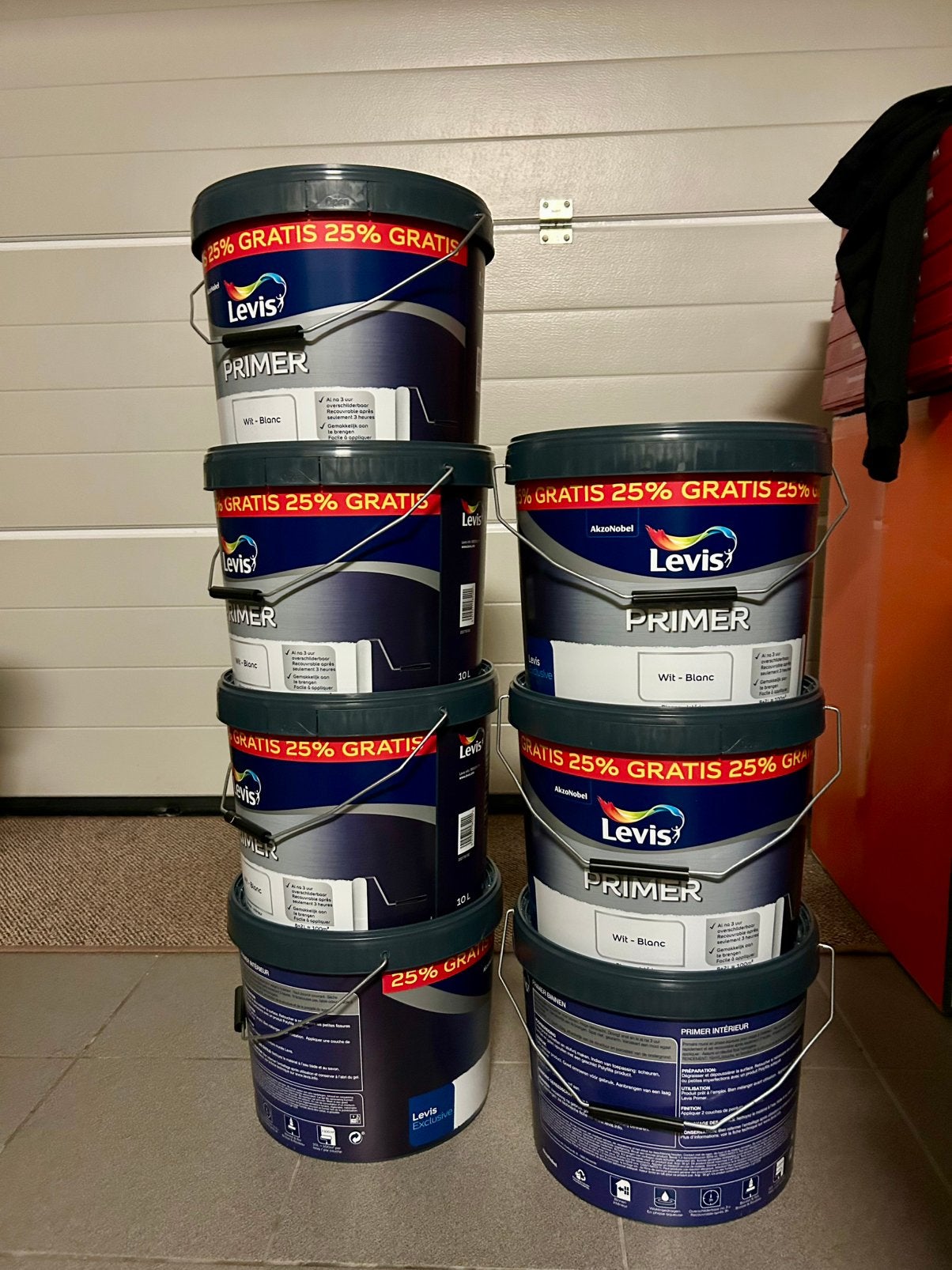 Primer wit - Levis, Ophalen, 5 tot 10 liter, Wit, Nieuw