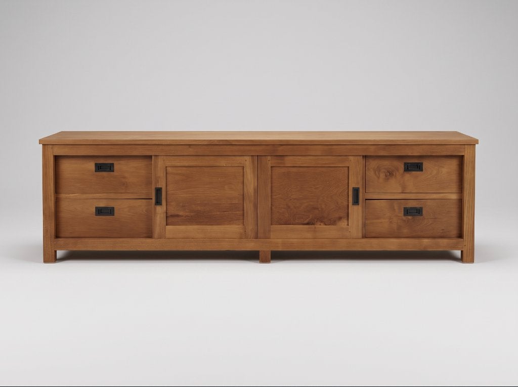 Teakhouten dressoir 150-200cm | schuifdeuren + lades, Huis en Inrichting, Ophalen, Gebruikt, 150 tot 200 cm, Met lade(s)