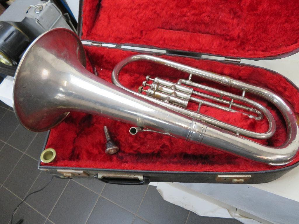 Tuba, Jan Comijn Mechelen, met originele doos, Enlèvement, Utilisé, Avec valise ou sac
