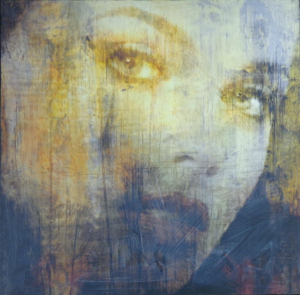 ONLEESBAAR / VROUWENGEZICHT / OLIEVERF / 80x80cm / SIG KADER, Enlèvement
