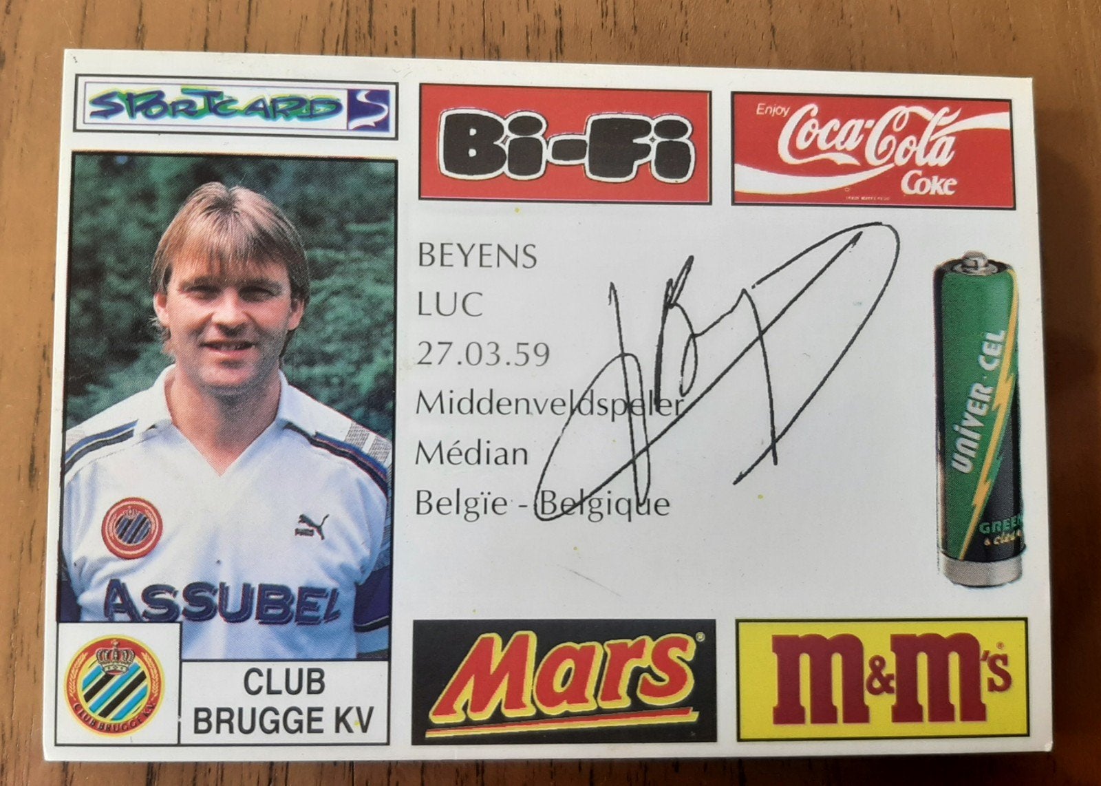 Voetbalkaart Club Brugge - Beyens Luc, Ophalen of Verzenden