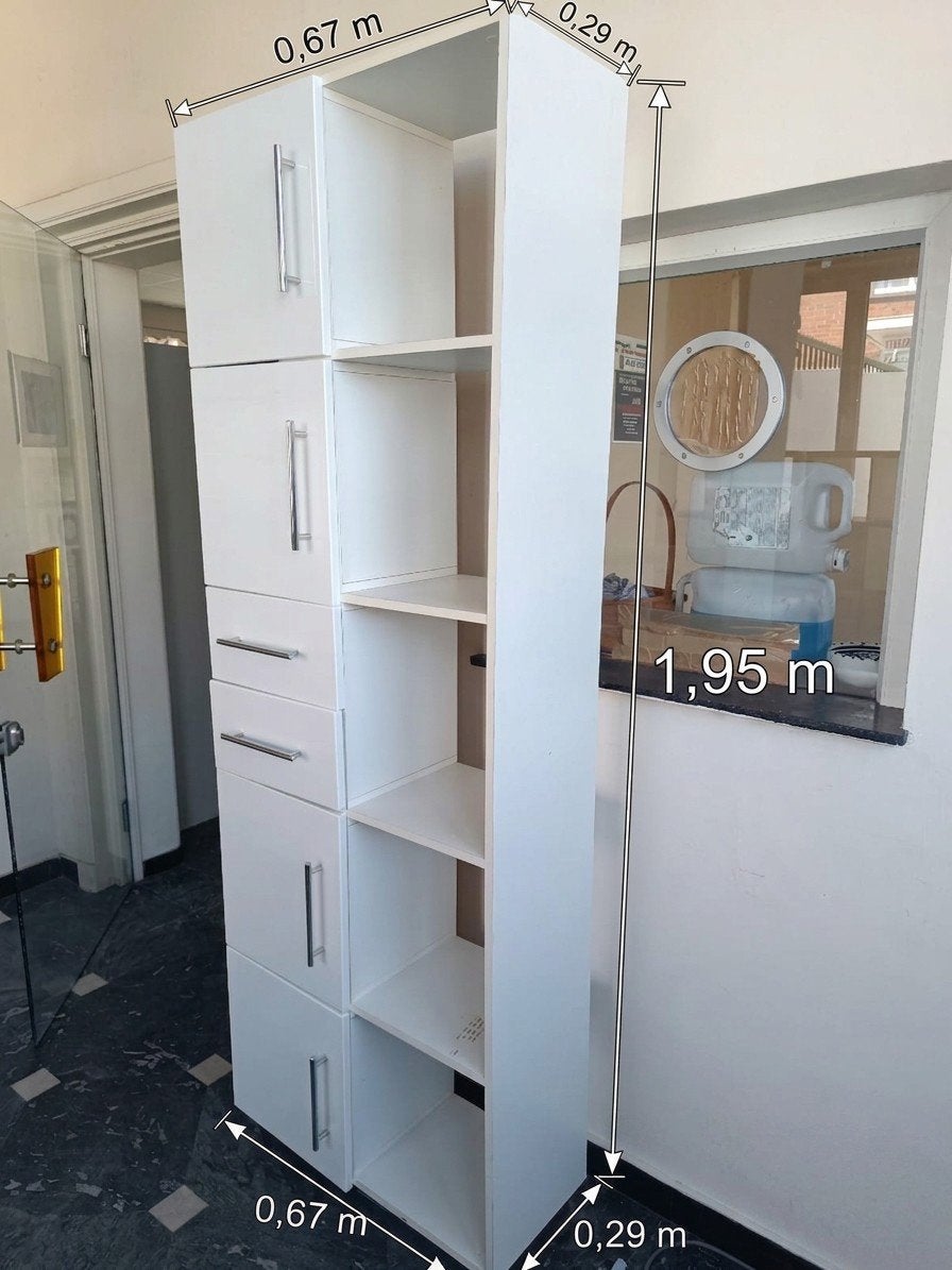 Meuble de rangement blanc – Portes, tiroirs & étagères