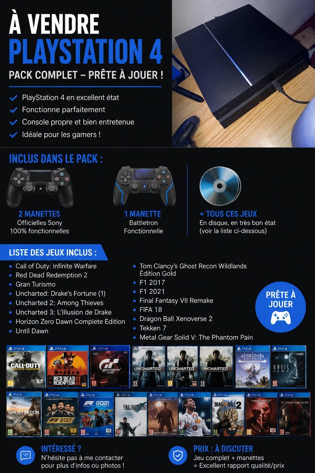 TE KOOP — PlayStation 4 (PS4) — Volledig pakket, Games en Spelcomputers, Games | Sony PlayStation Vita, Zo goed als nieuw, Ophalen of Verzenden
