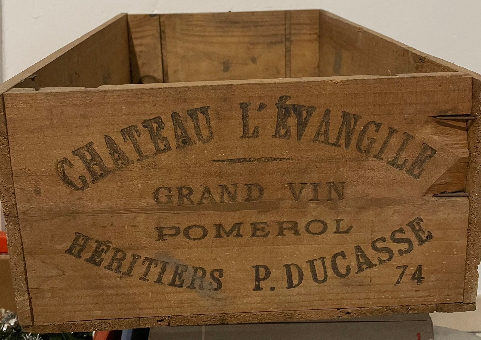 Boîte à vin originale en bois 'Château L'Évangile 1974', Enlèvement ou Envoi, Comme neuf