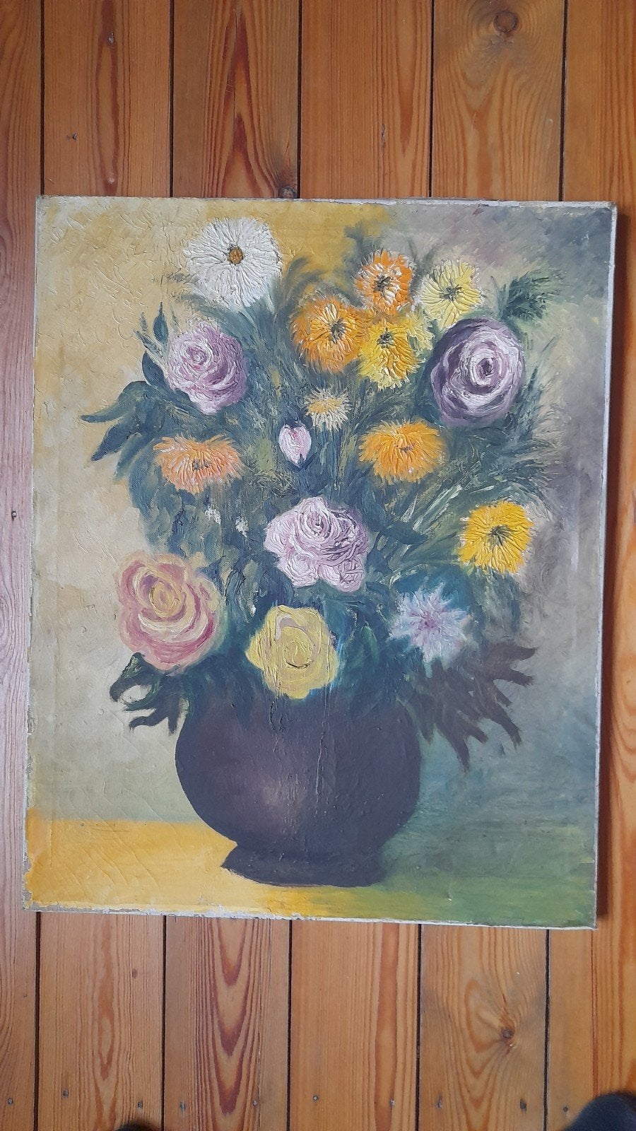 Schilderij op doek, stilleven van bloemen., Antiek en Kunst, Ophalen