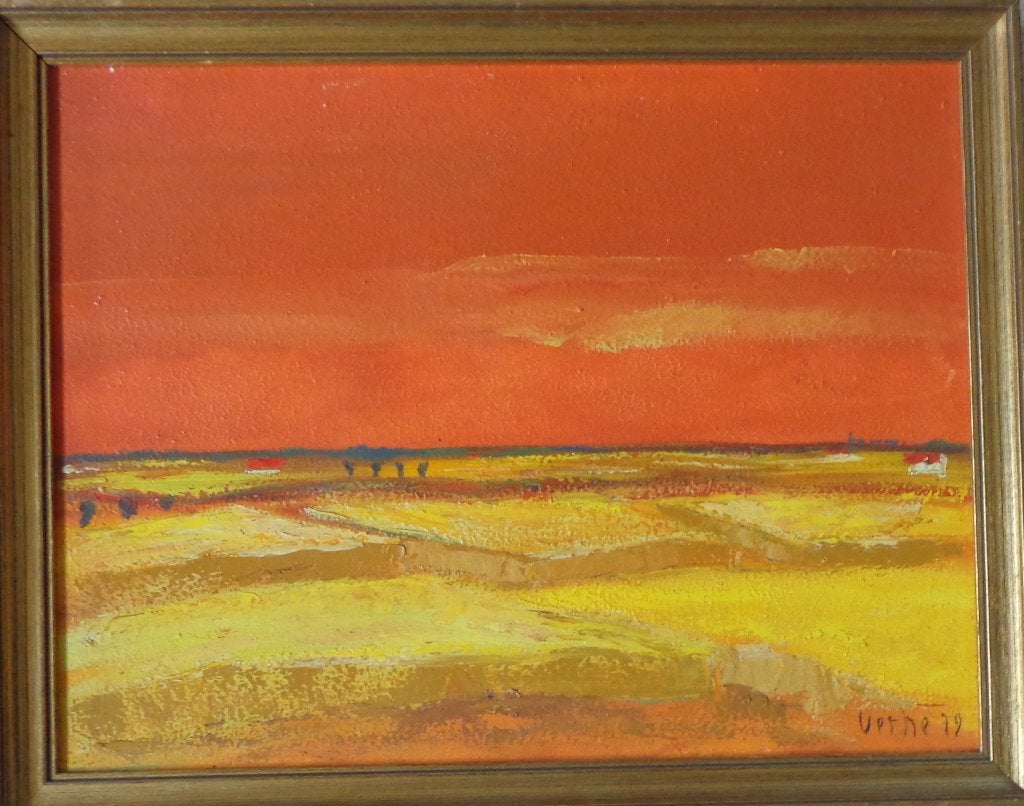 FRANK VERHE / EXPRESSIONISME / OLIEVERF DOEK / 60x76cm KADER, Antiquités & Art, Peinture à l'huile, Signé, Autres matériaux, Enlèvement