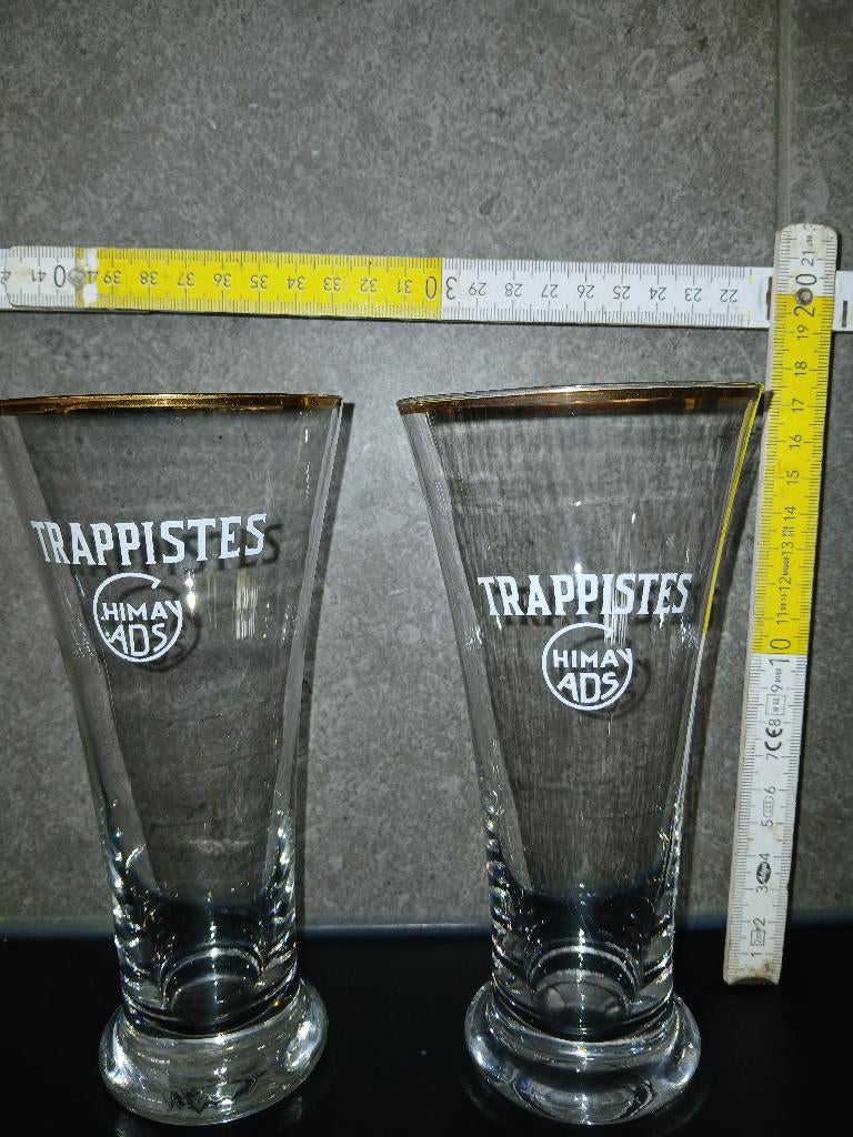 Twee oude CHIMAY ADS TRAPPISTS fluitglazen, Ophalen of Verzenden, Zo goed als nieuw, Glas of Glazen, Overige merken