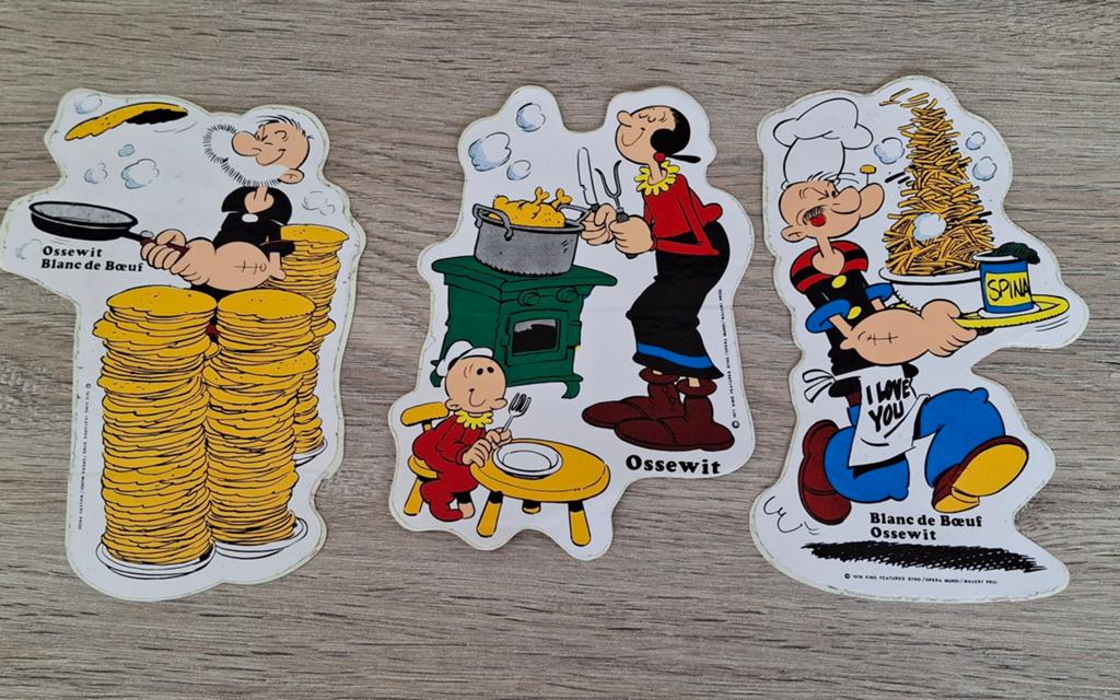 Lot vintage stickers stripfiguur Popeye, Verzamelen, Ophalen of Verzenden, Zo goed als nieuw, Strip of Tekenfilm