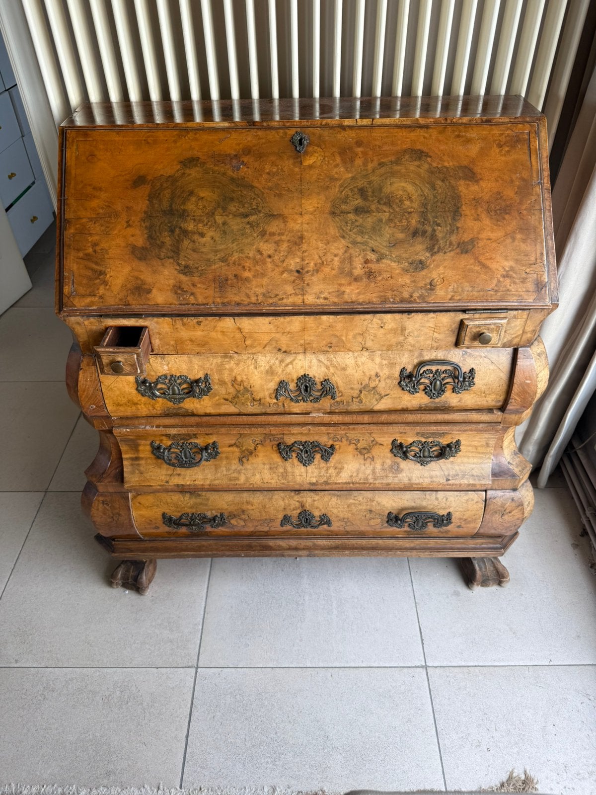 Antieke klepsecretaire , bureau , desk, Ophalen, Gebruikt