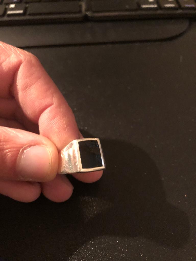 Heren ring maat 9 US, zilver en obsidiaan edelsteen, Handtassen en Accessoires, Edelstenen, Ophalen, Nieuw