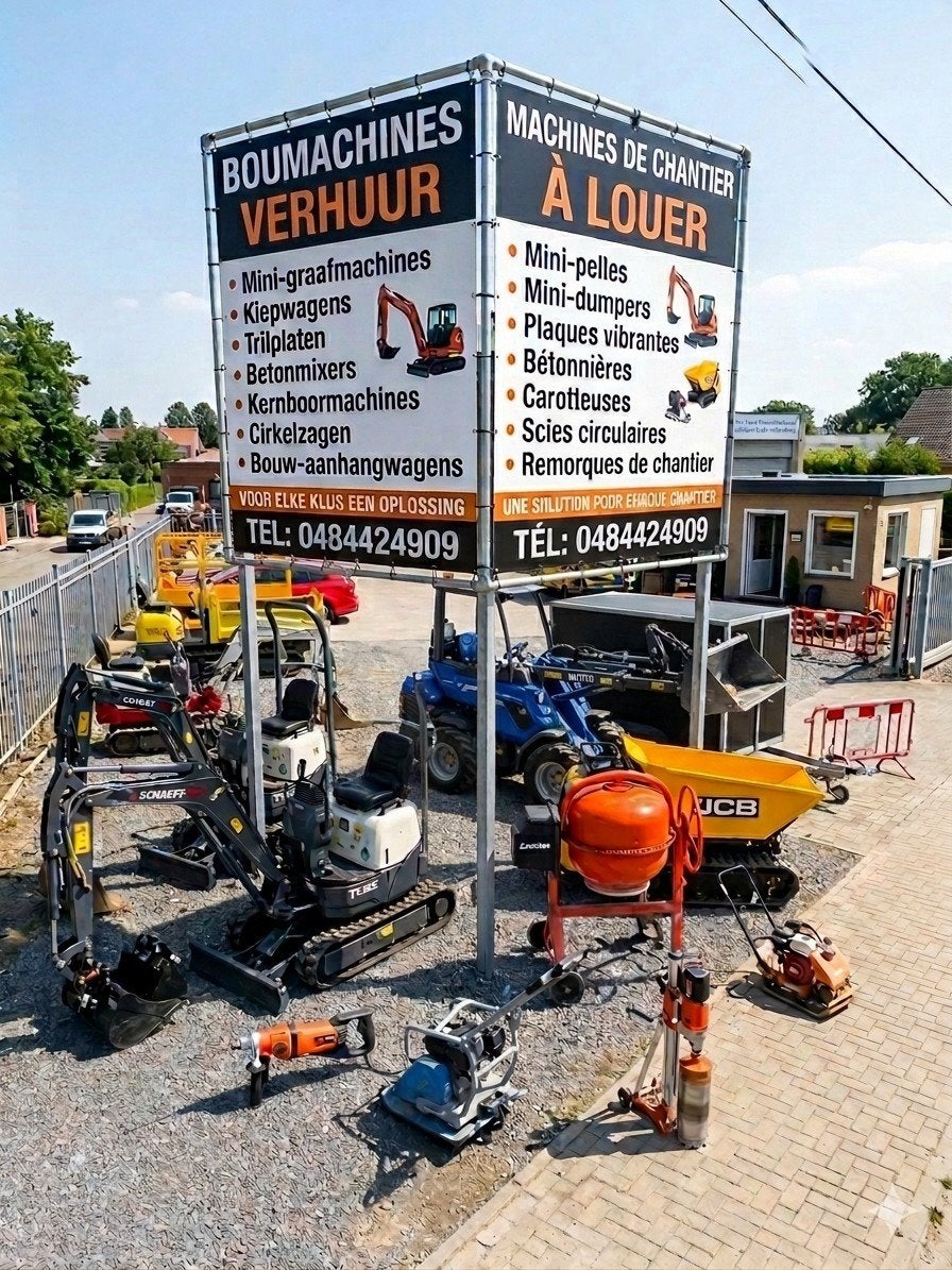 Verhuur van minigraafmachines, kiepwagens en boormachines