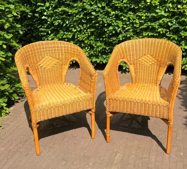Set van 2 rieten stoelen, Ophalen, Gebruikt, Twee, Bruin