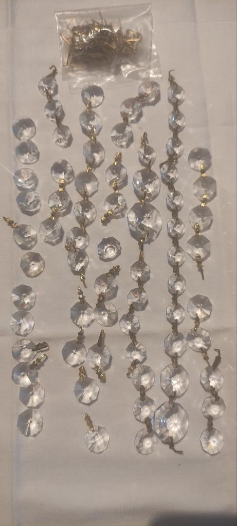 Lustres en strass véritable 69 pièces + crochets, Maison & Meubles, Enlèvement ou Envoi