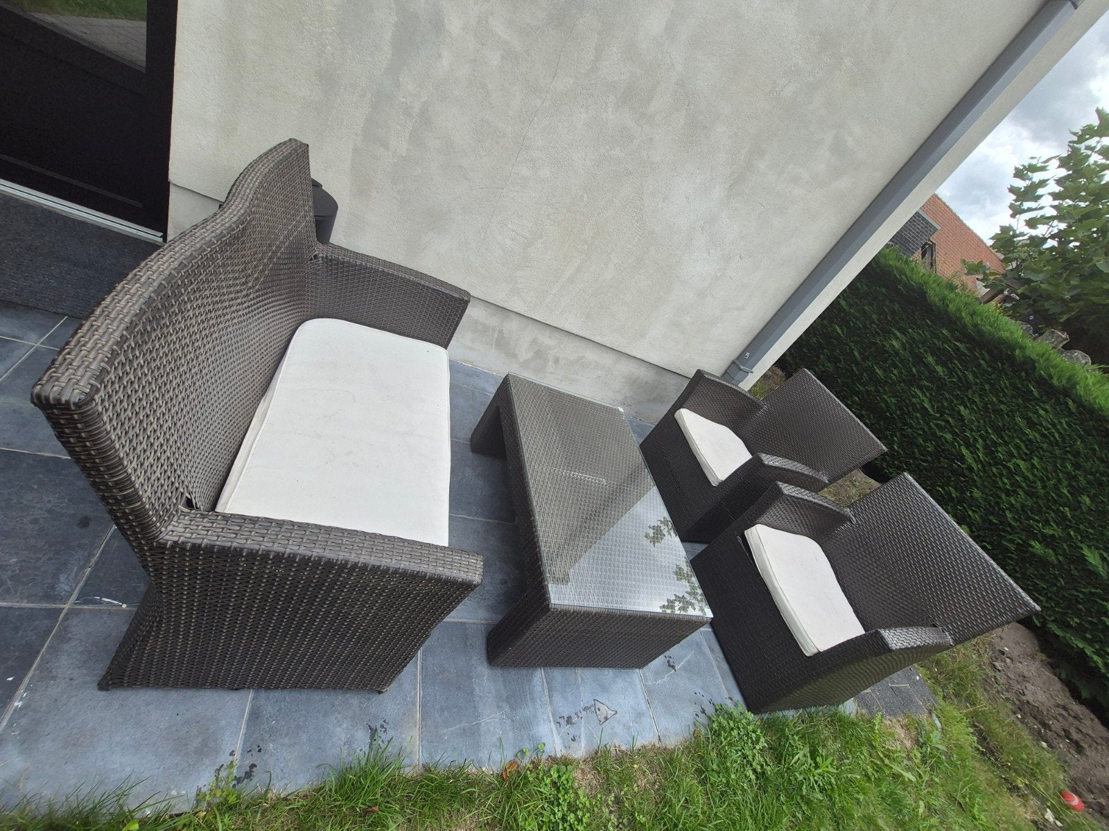 terrasset met kussens, Jardin & Terrasse, Ensembles de jardin, Enlèvement, Comme neuf, 4 places, Salons de jardin