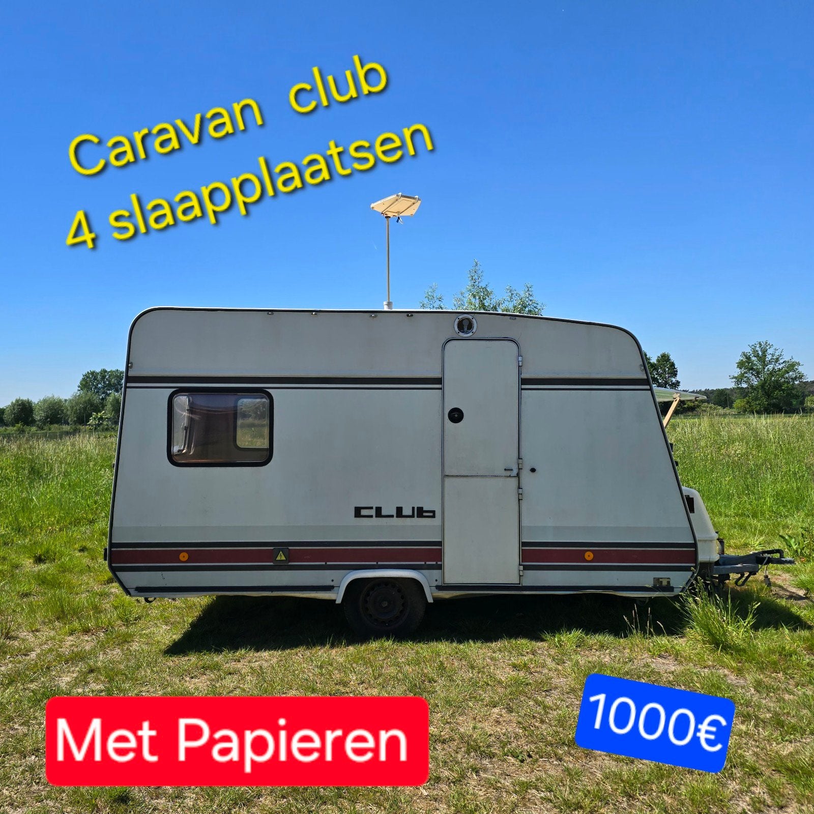 Caravan Club papieren 4 slaapplaatsen werfkeet foodtruck 4m, Caravans en Kamperen, Ophalen