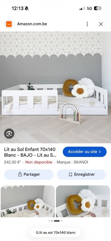 Lit montessori, Kinderen en Baby's, Ophalen, Nieuw, 140 tot 160 cm, 70 tot 85 cm