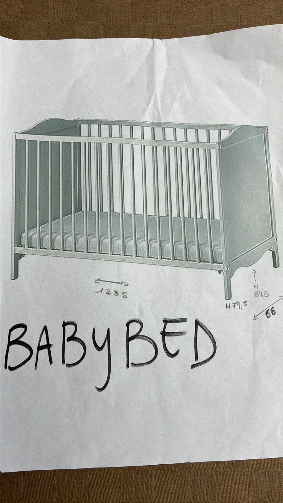 Wit houten babybedje met verplaatsbare bodem, Ophalen, Gebruikt, Ledikant