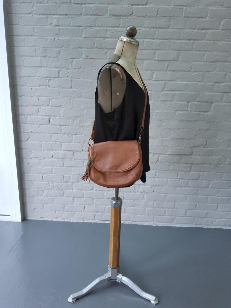 Sac à main en cuir couleur cognac, Enlèvement ou Envoi, Utilisé, Autres marques
