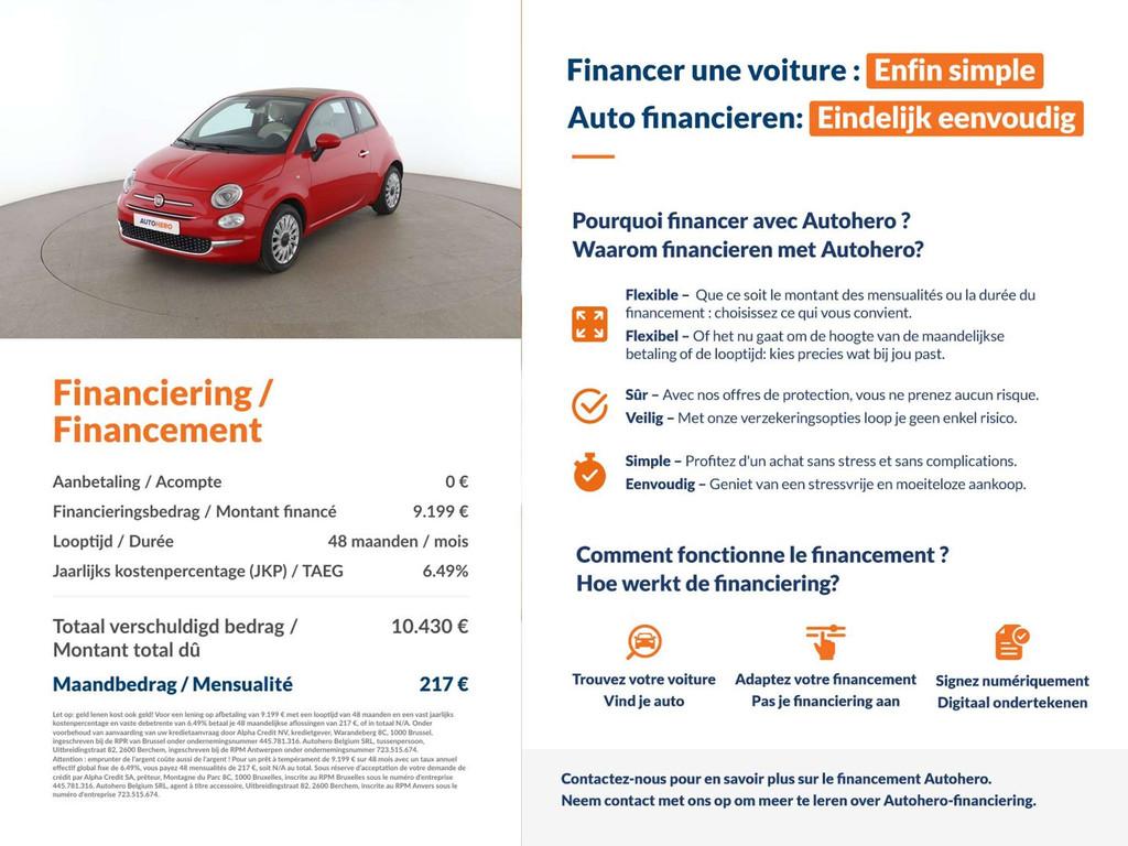 Fiat 500C 1.0 Mild-Hybrid Lounge (bj 2020), Auto's, Fiat, Gebruikt, Euro 6, Cabriolet, 1055 kg