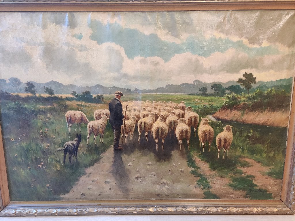 Albert Francois Mathys schilderij, Antiek en Kunst, Ophalen, Doek, Landschap, Olieverf
