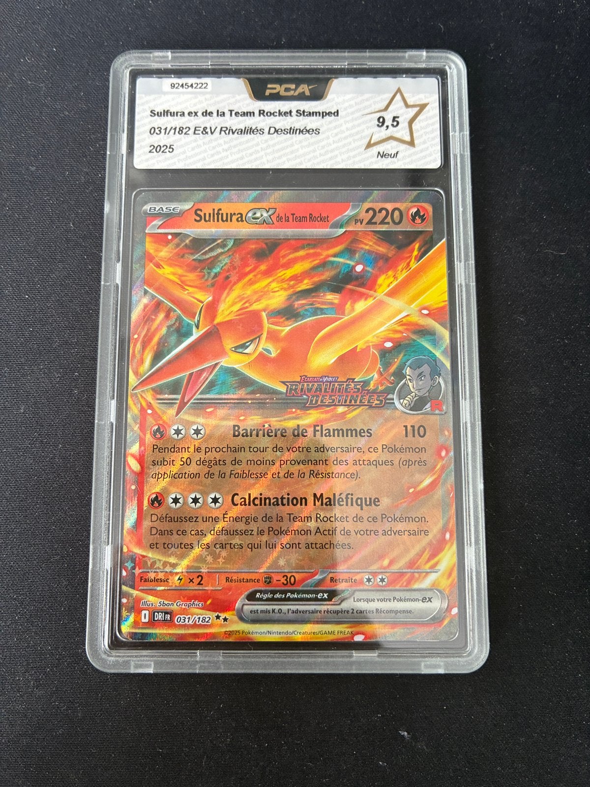Carte Pokémon Sulfura ex de la team rocket PCA 9,5 stamp, Enlèvement, Comme neuf
