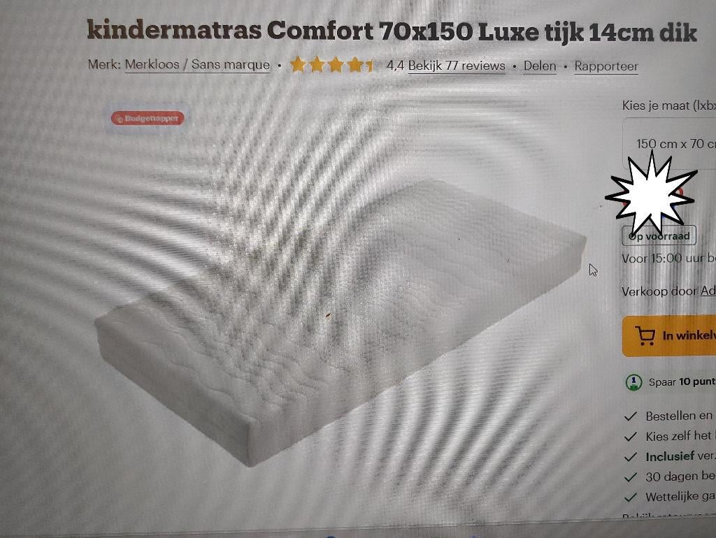 Matras kinderbedje, Ophalen, 70 tot 85 cm, 140 tot 160 cm, Zo goed als nieuw