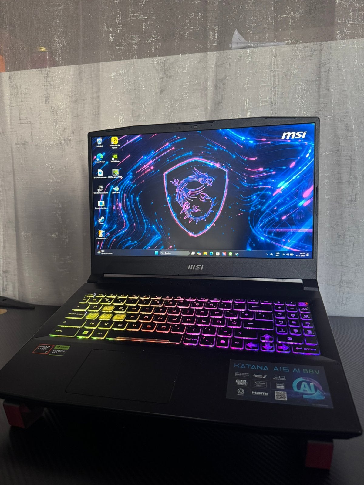 Gaming Laptop Msi Katana A15 AI Rtx4070, Computers en Software, 8 GB, Ophalen of Verzenden, Zo goed als nieuw, Gaming