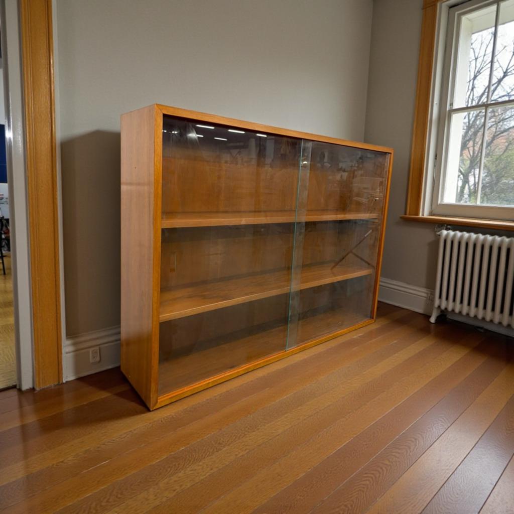 Vitrine en verre en bois vintage, Envoi, Utilisé
