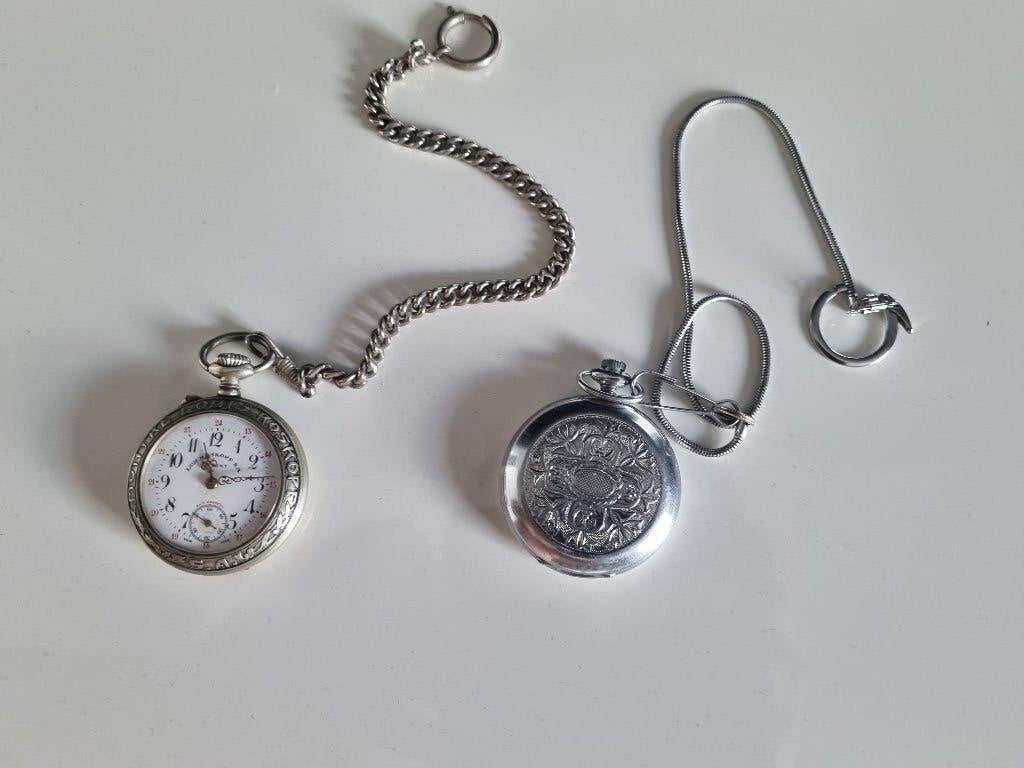 2 oude zakhorloges, Ophalen, Zakhorloge, Met ketting