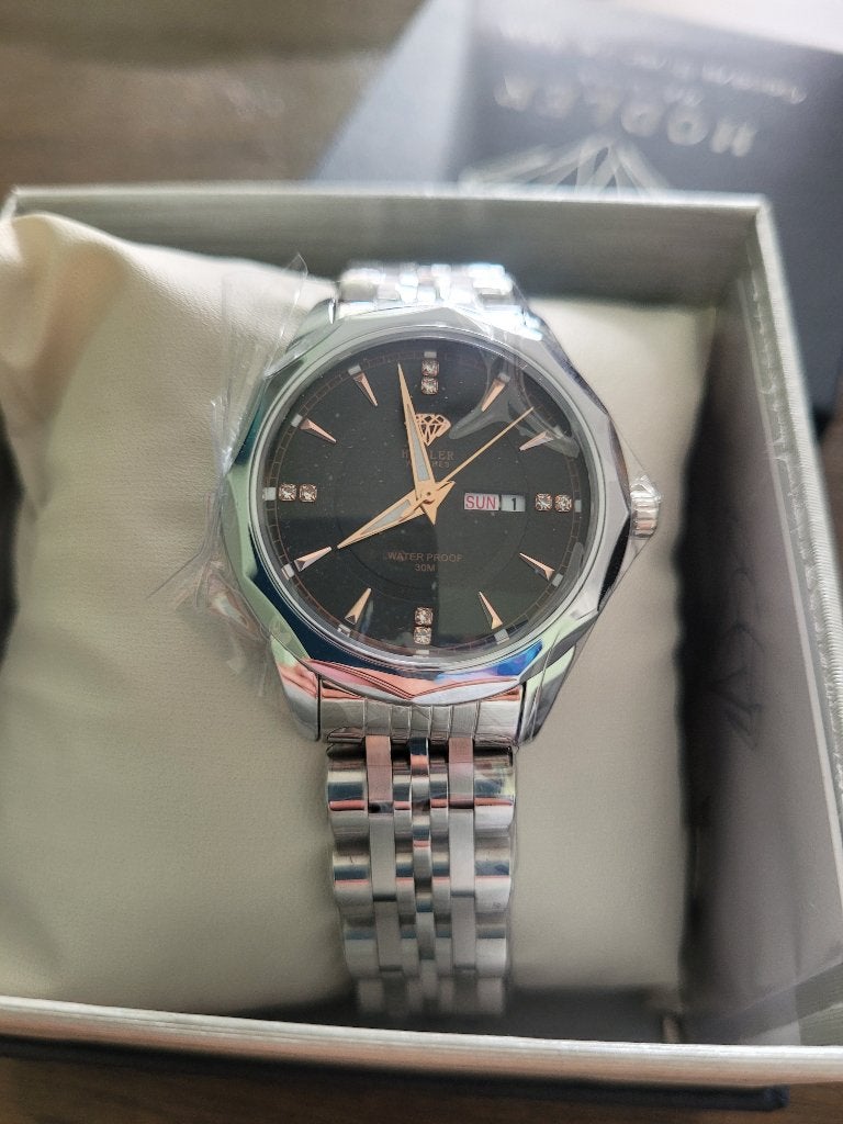 Nieuwe Hodler Geneve zilver - blauw t.w.v. € 399, Bijoux, Sacs & Beauté, Montres de sport, Enlèvement ou Envoi, Étanche, Neuf