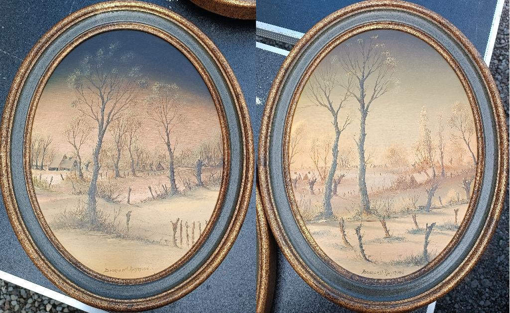 Raymond Boonaert (1944): 2 winterlandschappen (36 x 46 cm), Antiek en Kunst, Ophalen of Verzenden