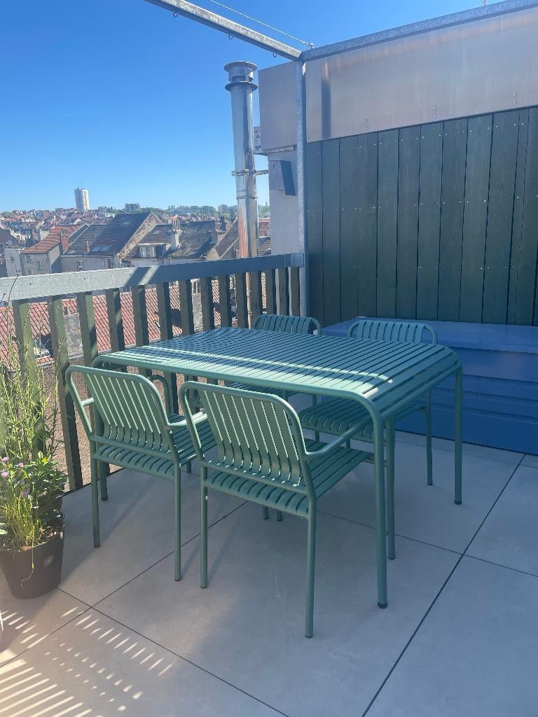 Tuintafel en fauteuils, Tuin en Terras, Ophalen, Zo goed als nieuw, Rechthoekig, Aluminium