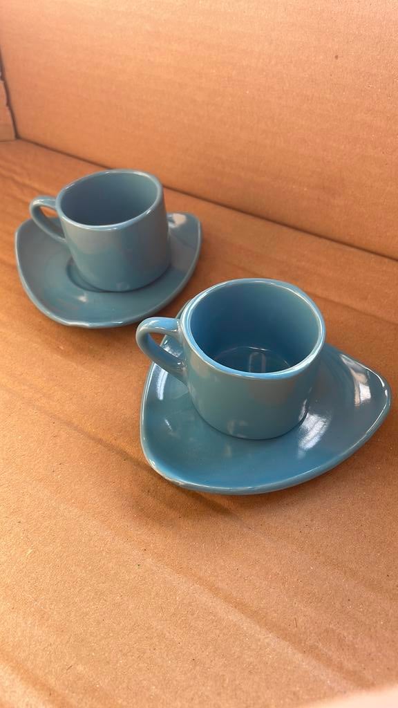 Blauwe kopjes met bordjes, Antiek en Kunst, Antiek | Servies los, Ophalen