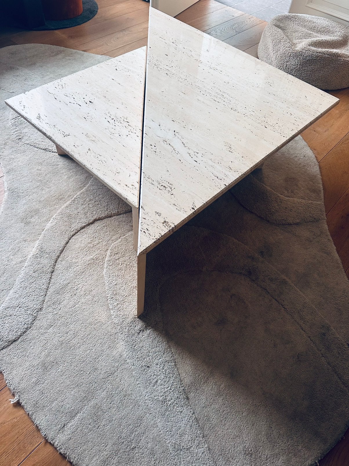 Vintage Split-level Travertin coffee-table, Huis en Inrichting, Ophalen