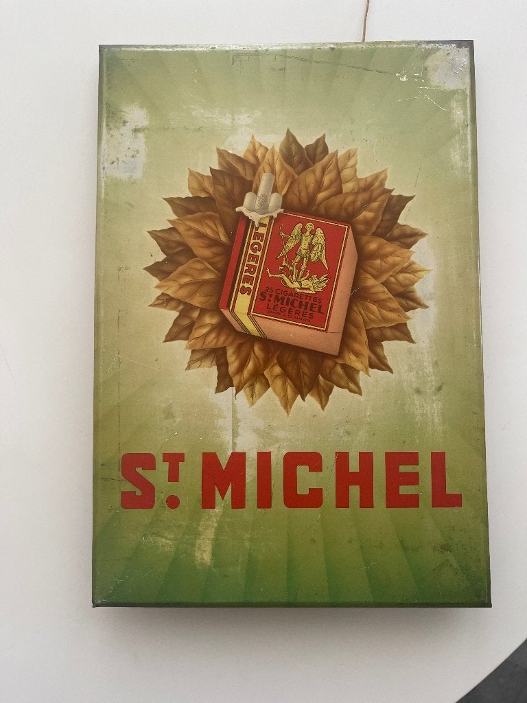 CIGARETTES Saint-Michel rouges de 1951, Enlèvement ou Envoi, Utilisé, Panneau publicitaire