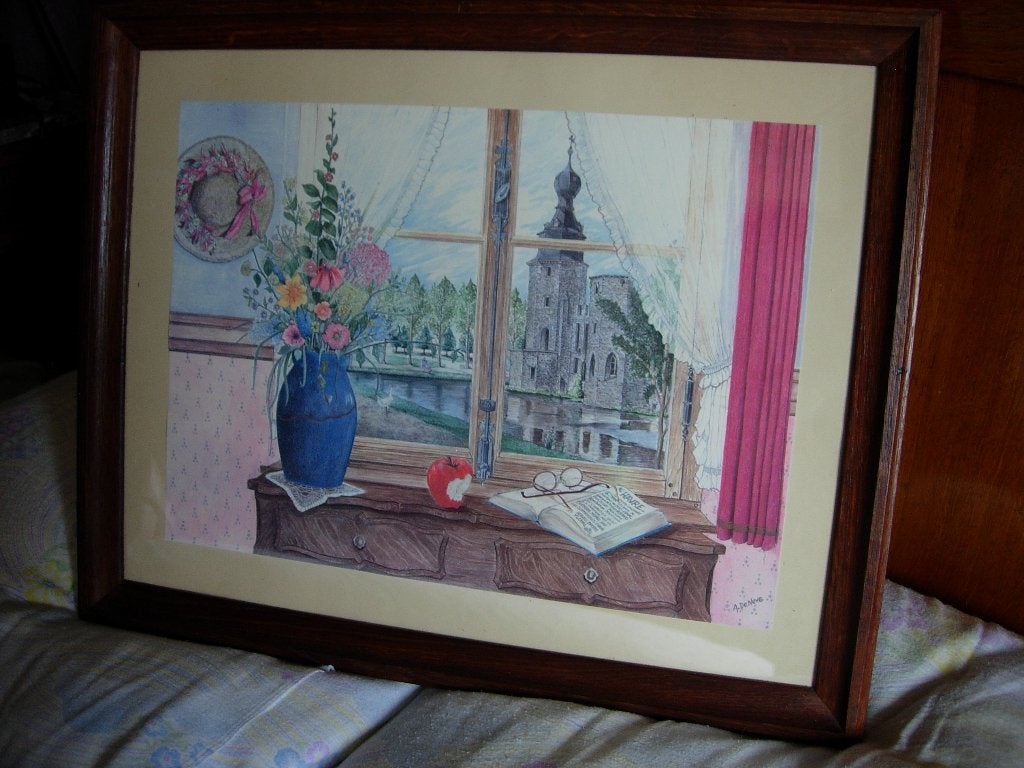 Cadre en bois "Chateau d'Havré" 57 cm x 46 cm, Enlèvement ou Envoi